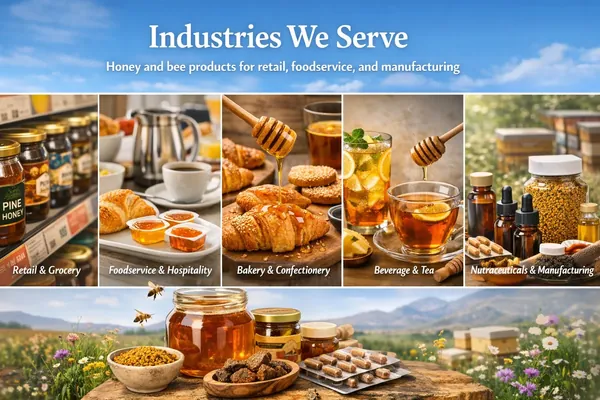 Industries served by Atlas Food Industries for honey and bee products supply